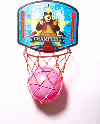 ASIAN Multicolor Basketball Masha and Bear Champions Ring | Kids Sports Toy | Fun Game Basketball Ring(5 Basketball Size With Net)