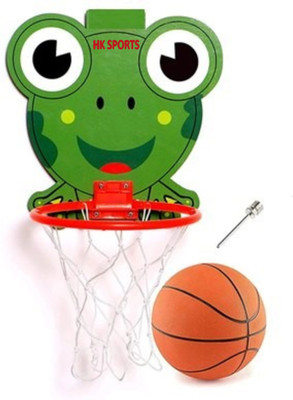 HK Sports FROG Shaped Kids Hangable Indoor and Outdoor Kit Basketball Ring(3 Basketball Size With Net)