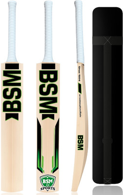 BSM ELITE GREEN WOODEN CRICKET BAT Poplar Willow Cricket  Bat For 15+ Yrs(900-1200 g)