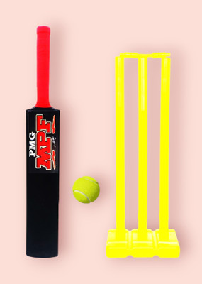 PMG Hard Plastic Bat with PVC Wicket Set & 1 Ball | Cricket Kit for kids 5-8 Years PVC/Plastic Cricket  Bat For 6 - 7 Yrs(0.8 kg)