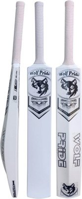 WOLF PRIDE White Sticker White Grip White Plastic Cricket Bat Size 8 for All Age-N PVC/Plastic Cricket  Bat For 15+ Yrs(800 g)