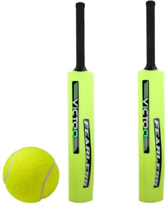 VICTOO Heavy Duty Plastic Cricket Bat,Full Size Set OF 2 With Tennis Ball PVC/Plastic Cricket  Bat(0.800 g)