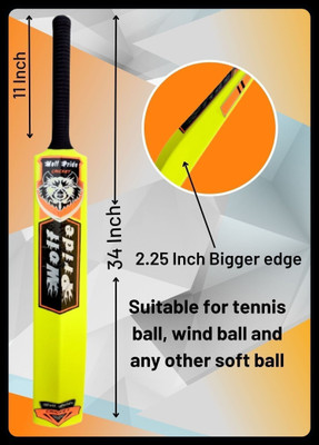WOLF PRIDE WP Orange Sticker Black Grip Lemon Plastic Cricket Bat_B113_jj391 PVC/Plastic Cricket  Bat For 9 - 11 Yrs(800 g)