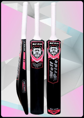 WOLF PRIDE WP Pink Sticker White Grip Black Plastic Cricket Bat Size 8 _jj133 PVC/Plastic Cricket  Bat For 15+ Yrs(800 g)