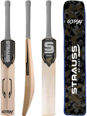 Strauss Grand | Suitable for Leather Ball | Size: 4 | Kashmir Willow Cricket  Bat For 15+ Yrs(800-900 g)