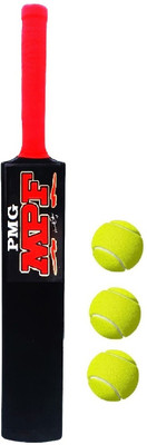 PMG Heavy Plastic Bat with 3 Tennis Balls | Cricket Kit for kids 8-11 Years PVC/Plastic Cricket  Bat For 9 - 11 Yrs(0.8 kg)