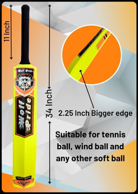 WOLF PRIDE WP Orange Sticker Black Grip Lemon Plastic Cricket Bat_B113 PVC/Plastic Cricket  Bat For 9 - 11 Yrs(800 g)