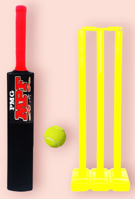 PMG Heavy Plastic Bat with PVC Stumps Set & 1 Bal| Bat Ball Wicket Kit for 8-11 Year PVC/Plastic Cricket  Bat For 9 - 11 Yrs(0.45 kg)