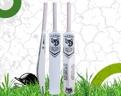 WOLF PRIDE White Sticker White Grip White Plastic Cricket Bat Size 8 for All Age-N PVC/Plastic Cricket  Bat For 15+ Yrs(800 g)