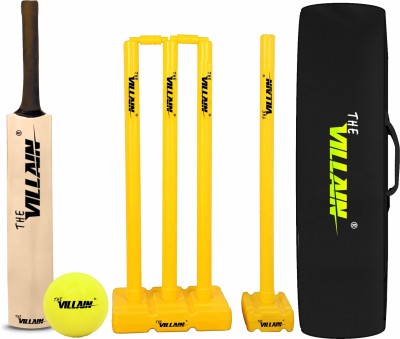 HouseOfCommon Wooden Cricket Bat (Size-5), Ball, 4 Wickets & Kit Bag | Lightweight & Durable Cricket Kit