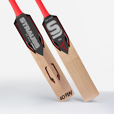 Strauss Pro | Suitable for Leather Ball | Size: 5 | Kashmir Willow Cricket  Bat For 9 - 11 Yrs(800-950 g)
