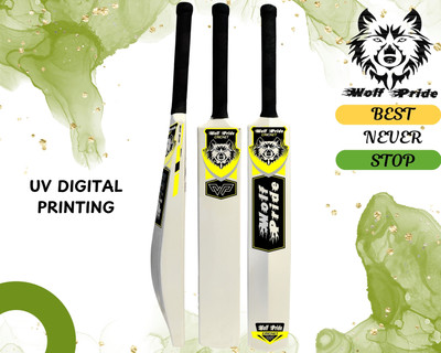 WOLF PRIDE WP Yellow Sticker Black Grip Ivory Plastic Cricket Bat_B67 PVC/Plastic Cricket  Bat For 9 - 11 Yrs(800 g)