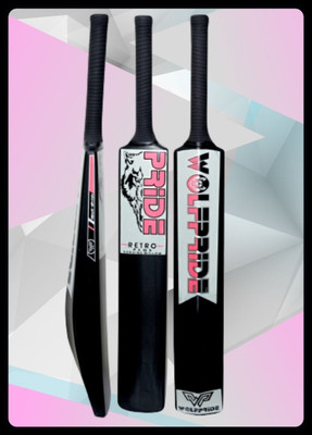 WOLF PRIDE Retro Plus Pink Sticker Black Grip Black Plastic Cricket Bat_B115BG432 PVC/Plastic Cricket  Bat For 9 - 11 Yrs(800 g)