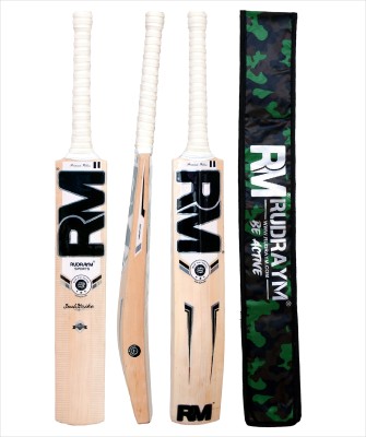 RUDRAYM RM SoulStike Pre Knocked Leather Bat for Leather Ball Handle SH Singapore Cane English Willow Cricket  Bat For 15+ Yrs(1080-11020 g)