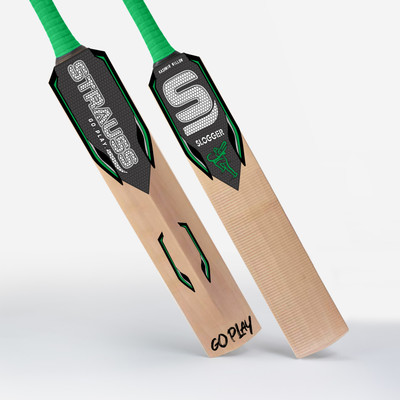 Strauss Slogger | Suitable Only for Tennis Ball | Size: 5 | Kashmir Willow Cricket  Bat For 9 - 11 Yrs(800-950 g)