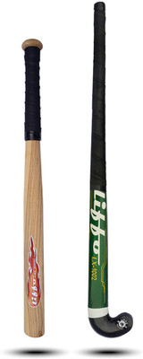 Liffo Wooden Baseball bat Heavy Duty with Hockey Stick (LX1002) Willow Baseball  Bat For 15+ Yrs(700 g)