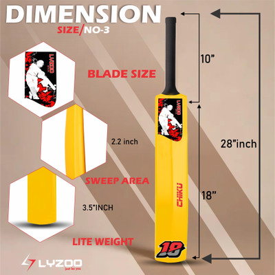 IPL ABCD Size 3 Junior Plastic cricket combo kit hard Bat tennis ball with wickets sets PVC/Plastic Cricket  Bat For 10 - 12 Yrs(450-500 g)