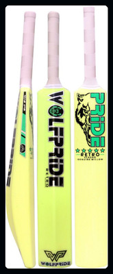 WOLF PRIDE Retro Classic Green Sticker White Grip Lemon Plastic Cricket Bat-WP105 PVC/Plastic Cricket  Bat For 9 - 11 Yrs(800 g)