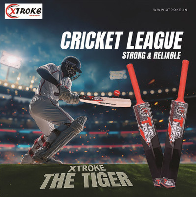 XTROKE The Tiger Hard Plastic Cricket Bat Lightweight & Durable for All Tennis Ball PVC/Plastic Cricket  Bat For 15+ Yrs(700-800 g)