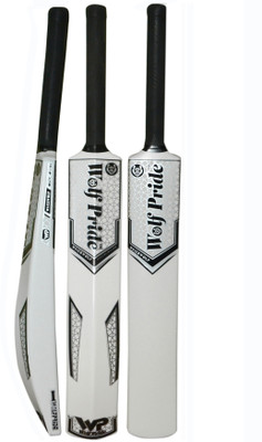 WOLF PRIDE White Wolf White & Black Grip White Cricket Bat Size 8 PVC/Plastic Cricket  Bat For 15+ Yrs(850 g)