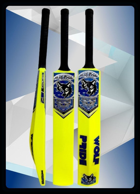 WOLF PRIDE Wild Blue Sticker Black Grip Lemon Plastic Cricket Bat_B108-WP115_PK186 PVC/Plastic Cricket  Bat For 9 - 11 Yrs(800 g)