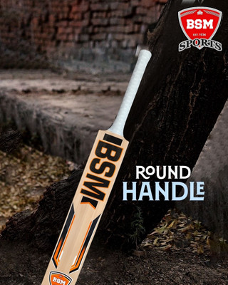 BSM ELITE ORANGE WOODEN CRICKET BAT Poplar Willow Cricket  Bat For 15+ Yrs(900-1200 g)