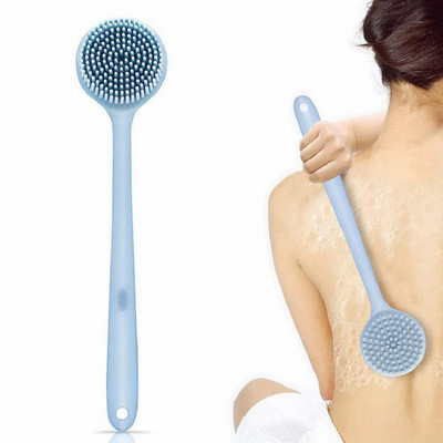 NARV Soft Silicone Shower Scrubber with Long Handle for Daily Body Cleaning