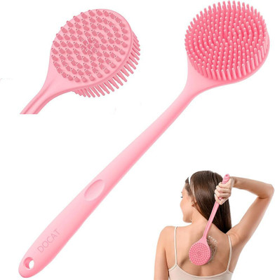 Releena Soft Silicone Back Scrubber Shower Bath Body Brush with Long Handle for bathing