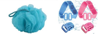 AGS MART Silicone Body Back Scrubber (PACK OF 2 BELT & 1 LOOFAH set)