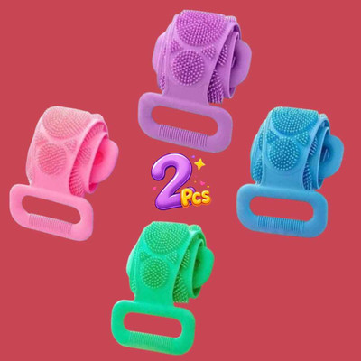 Jantrex Flexible Silicone Back Scrubber Belt for Gentle Body Scrub and Wash 2 Pcs