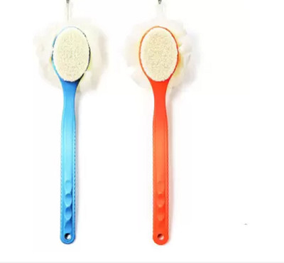 QinPin Easy Reach Bath Brush with Handle & Loofah for Body Wash