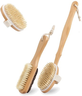 Timbuk2 Wet and Dry Body Brush Gentle Exfoliating Loofah for women Long Wooden Handle