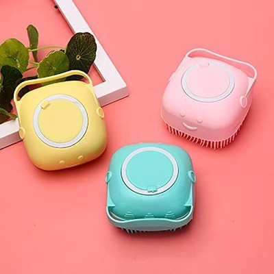 Trendy Clickcart Silicone Bath Brush Scrubber with Built-in Shampoo Dispenser for Kids & Adults