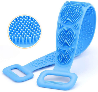 Wishland Double Sided Use Silicone Bath Body Brush, Exfoliating Long Silicone Body Back Scrubber, Long Lasting (Pack of 1)