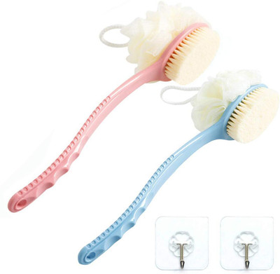 CHIFICA Men Women Long Handle Bath Brush 2 in 1 Shower Sponge with Handle