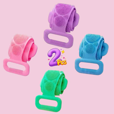 Jantrex Silicone Shower Belt with Non Slip Grip and Back Scrubbing Power 2 Pcs