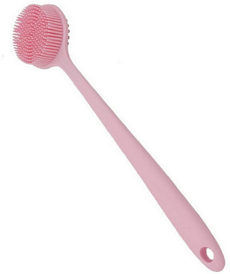 HM EVOTEK Dual Sided Silicone Shower Brush with Long Handle for Skin Deep Cleaning