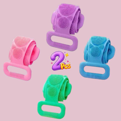 Jantrex Double Sided Bath Brush Strap for Back and Body Exfoliation in Shower 2 Pcs
