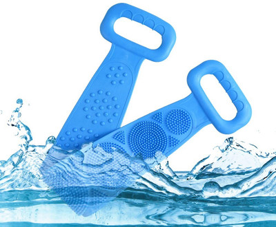 Euclid Silicone Body Back Scrubber Double Side Bathing Brush-Blue