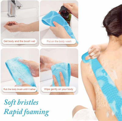 Twixxle Double Side Back Scrubber Belt Bath Brush Short Handle exfoliating massager