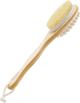 SEVENSPACE Double-Sided Wooden Bath Brush with Long Handle for Body Cleaning & Exfoliation