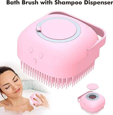 Fitmeasy Bath Brush with Dual Action Silicone Bristles Soap Dispenser for Deep Cleansing