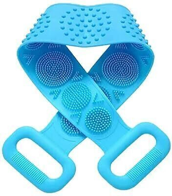 ShopDock Silicone Body Back Scrubber Double Side Brush for Skin Deep Cleaning Massage
