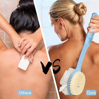house of common Long Handle 2 in 1 Back Scrubber Brush with Soft Bristles for women & men