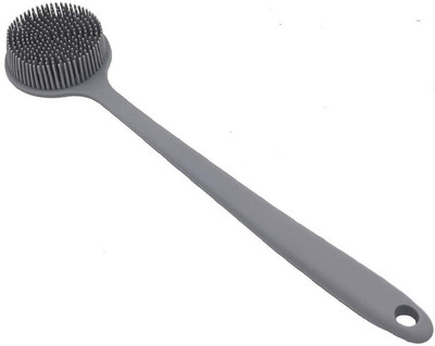 HM EVOTEK Silicone Shower Brush with Extended Handle for Hard to Reach Body Areas