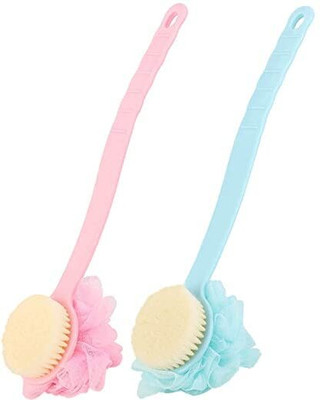 KKBEAUTY 2 IN 1 Back Body Bath Brush with Bristles and Loofah Back Scrubber-2 Pack