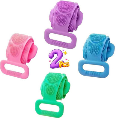 Jantrex Silicone Body Scrubber Belt for Men and Women with Strong Grip Handles 2 Pcs