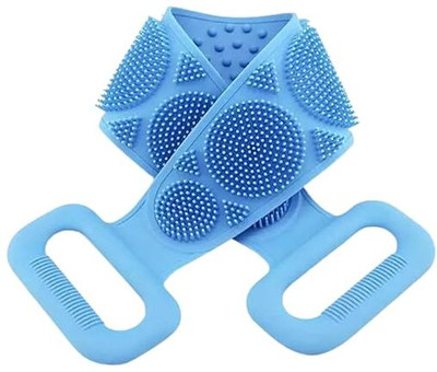 Geniestore Silicone Bath Belt Body Scrubber Long Reusable Silicone Body Brush with Handles