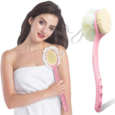 HM EVOTEK Bath Sponge With Double Side Brush With Handle LB-78