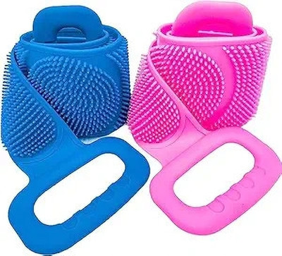 SARTHU Silicone Body Back Scrubber Belt,Double Side Bathing Brush for Skin DeepCleaning